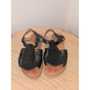 Agave Girl Black Woven Leather Huarache Sandals Ankle Strap Made in Mexico 8